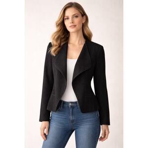 Vince Black Textured Open Front Jacket Women’s Medium Modern Minimalist Blazer